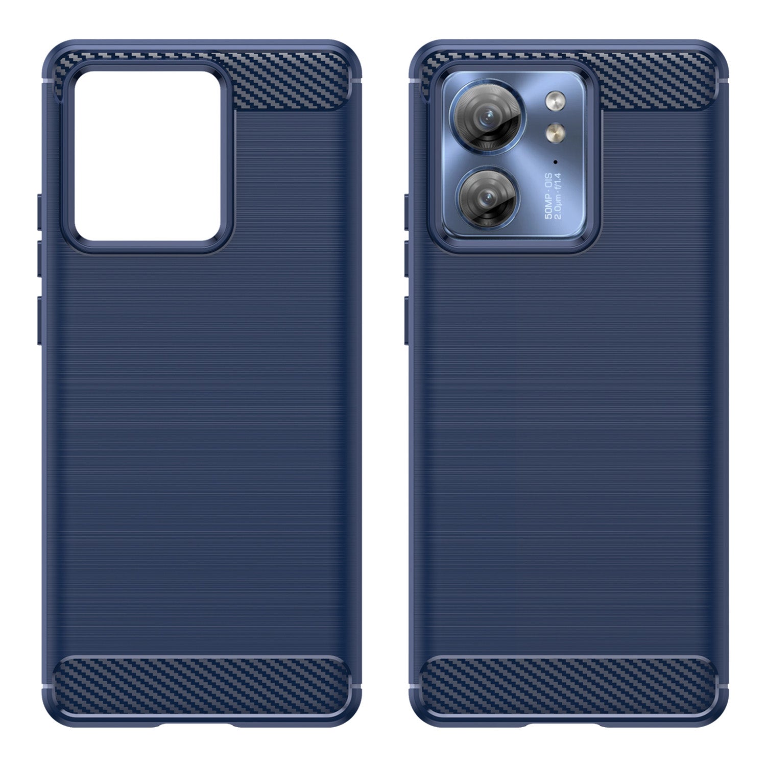 Uniqkart for Motorola Edge 40 5G Brushed Phone Case Carbon Fiber Texture TPU Cover - Blue
