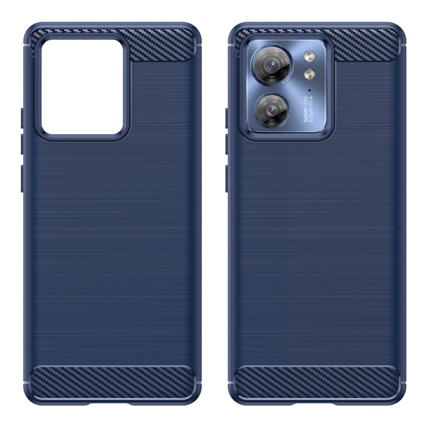 Uniqkart for Motorola Edge 40 5G Brushed Phone Case Carbon Fiber Texture TPU Cover - Blue