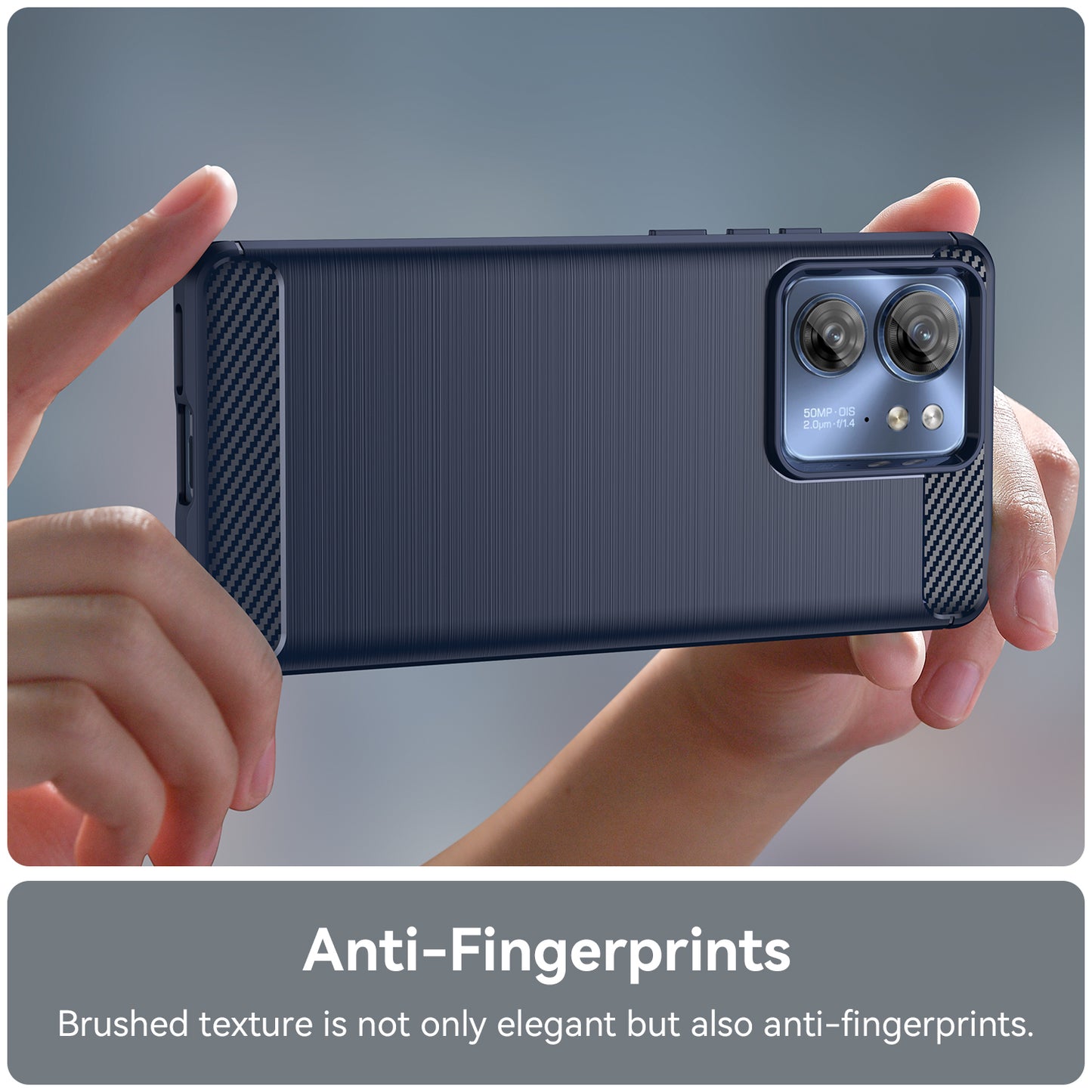 Uniqkart for Motorola Edge 40 5G Brushed Phone Case Carbon Fiber Texture TPU Cover - Blue