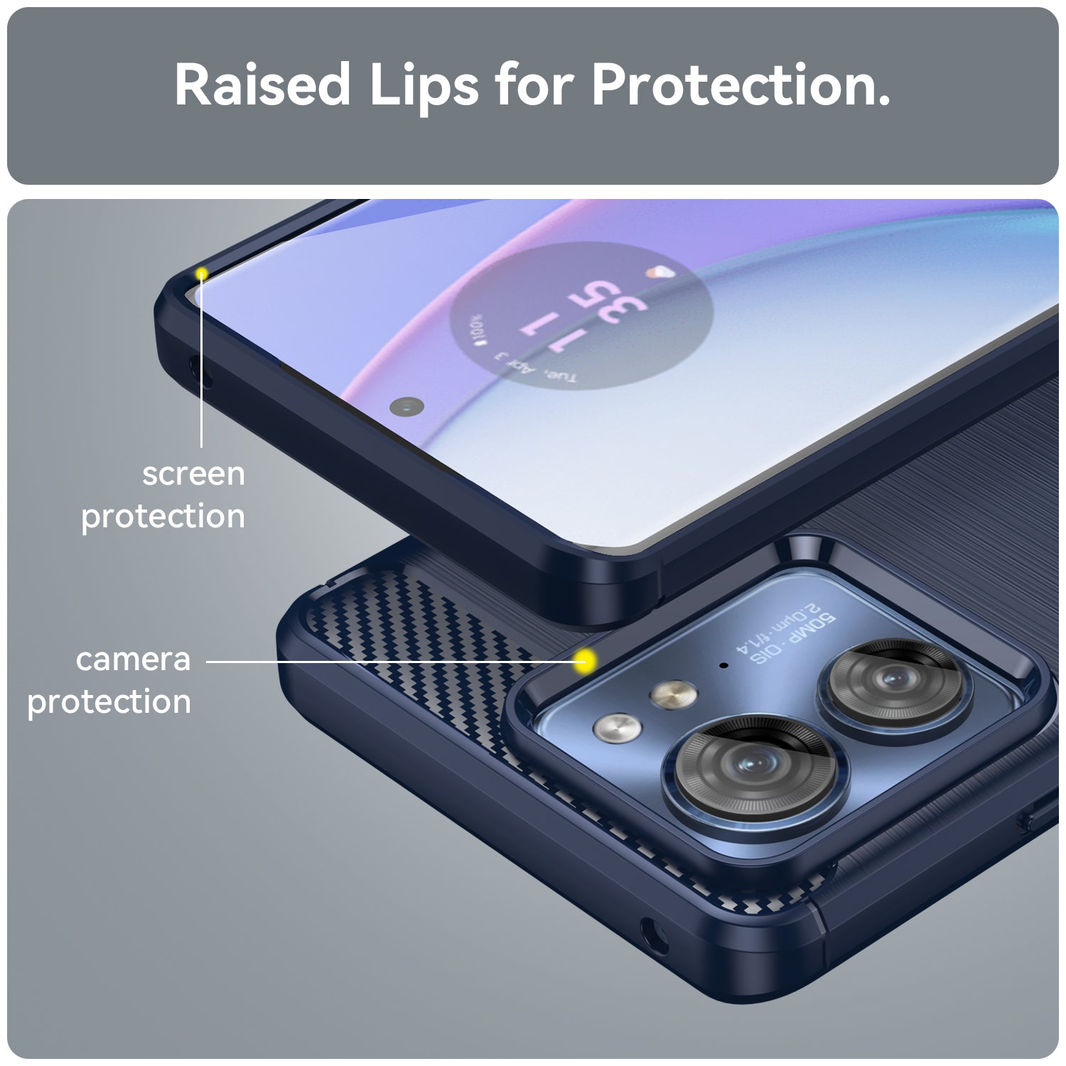 Uniqkart for Motorola Edge 40 5G Brushed Phone Case Carbon Fiber Texture TPU Cover - Blue