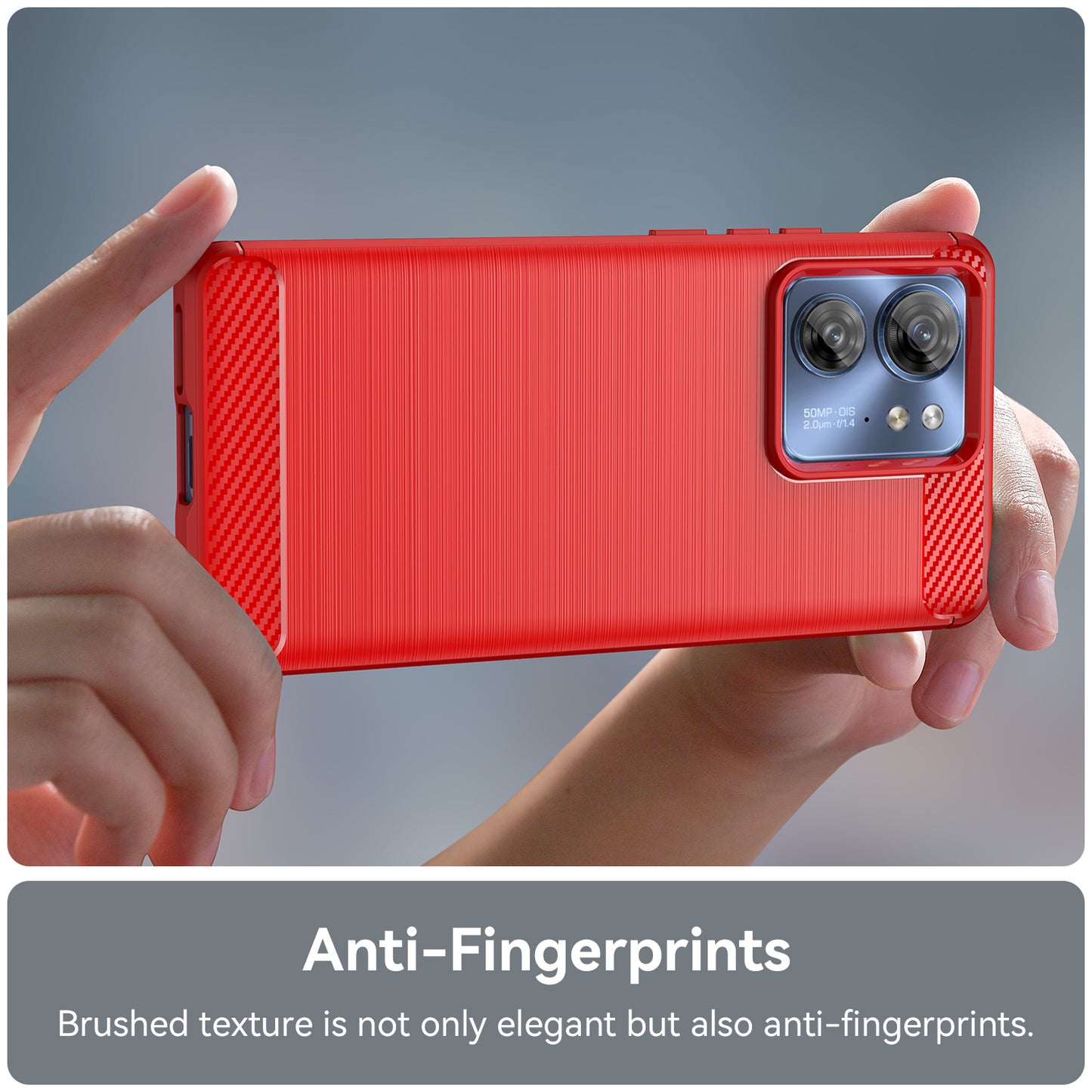 Uniqkart for Motorola Edge 40 5G Brushed Phone Case Carbon Fiber Texture TPU Cover - Red