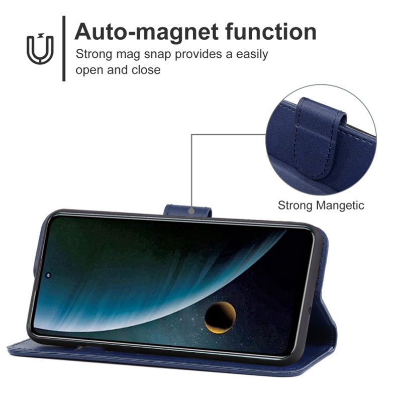 Uniqkart for ZTE Blade L220 Calf Texture Leather Case Wallet Stand Cell Phone Cover - Blue