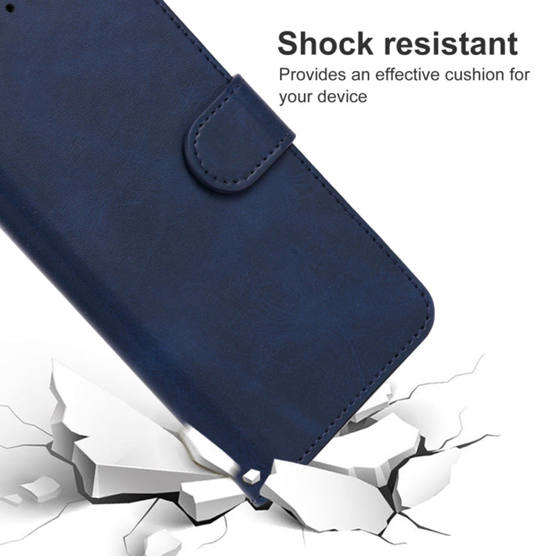 Uniqkart for ZTE Blade L220 Calf Texture Leather Case Wallet Stand Cell Phone Cover - Blue