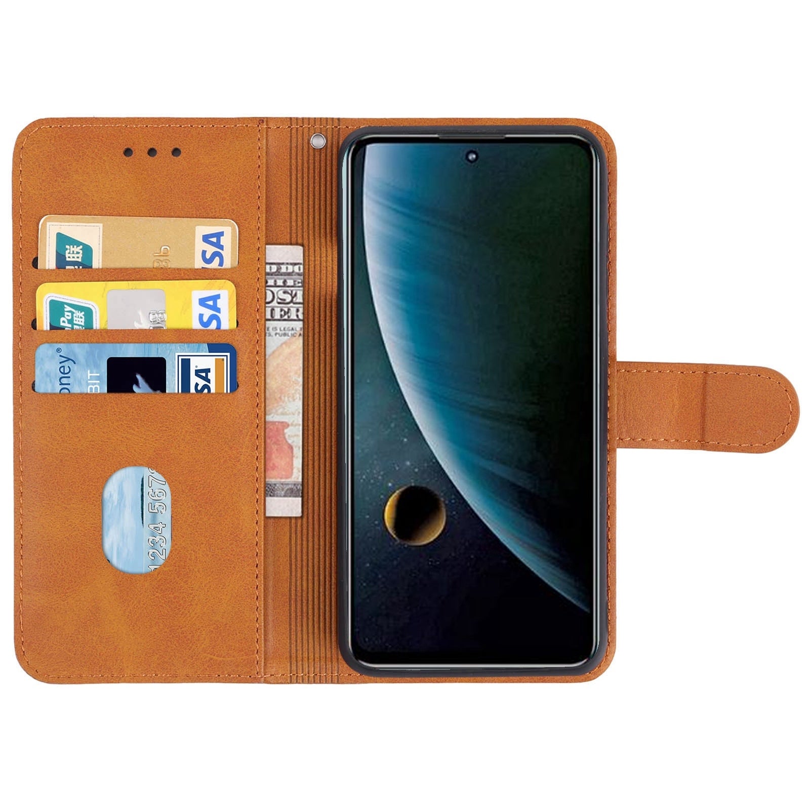Uniqkart for ZTE Blade L220 Calf Texture Leather Case Wallet Stand Cell Phone Cover - Brown