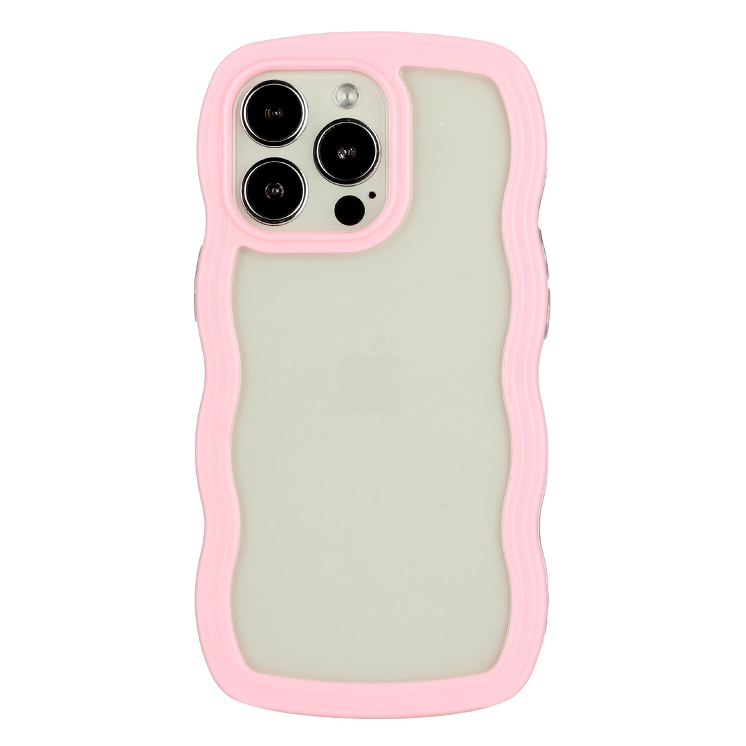 Transparent Phone Case for iPhone 15 Pro Max , Wave Edge PC + TPU Detachable Color Frame Phone Shell Cover - Pink