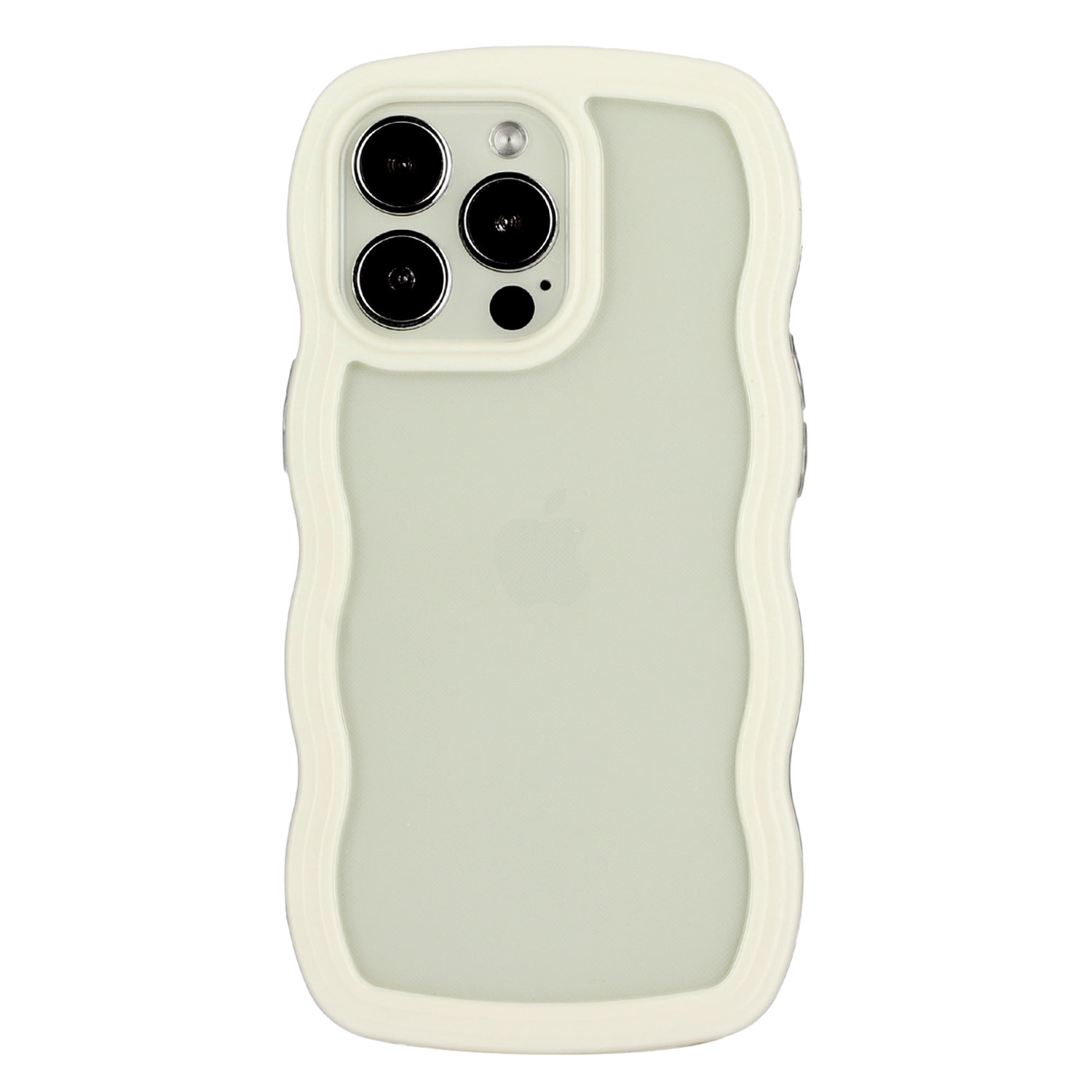 Transparent Phone Case for iPhone 15 Pro Max , Wave Edge PC + TPU Detachable Color Frame Phone Shell Cover - White