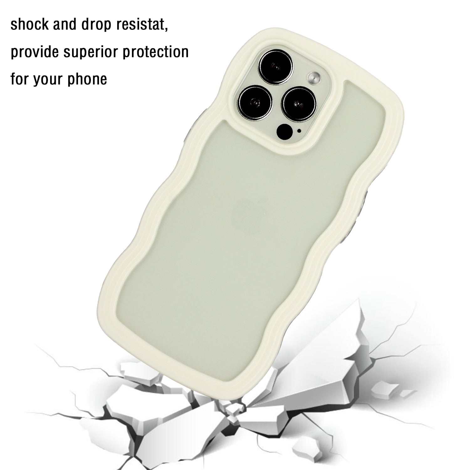 Transparent Phone Case for iPhone 15 Pro Max , Wave Edge PC + TPU Detachable Color Frame Phone Shell Cover - White