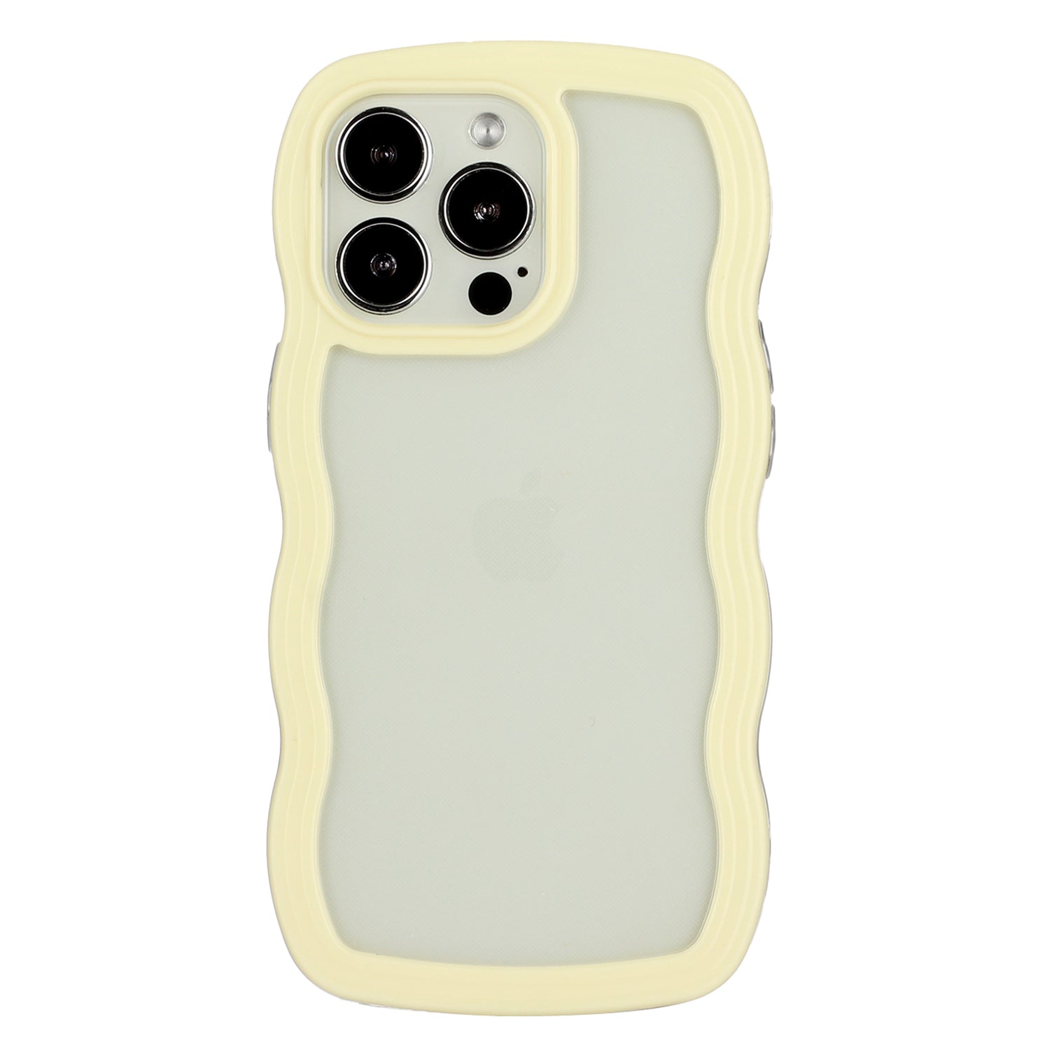 Transparent Phone Case for iPhone 15 Pro Max , Wave Edge PC + TPU Detachable Color Frame Phone Shell Cover - Yellow