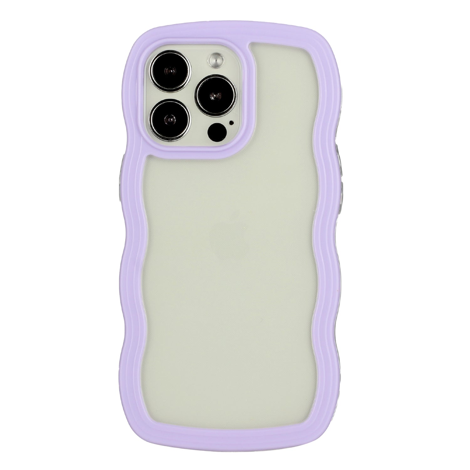Transparent Phone Case for iPhone 15 Pro Max , Wave Edge PC + TPU Detachable Color Frame Phone Shell Cover - Purple