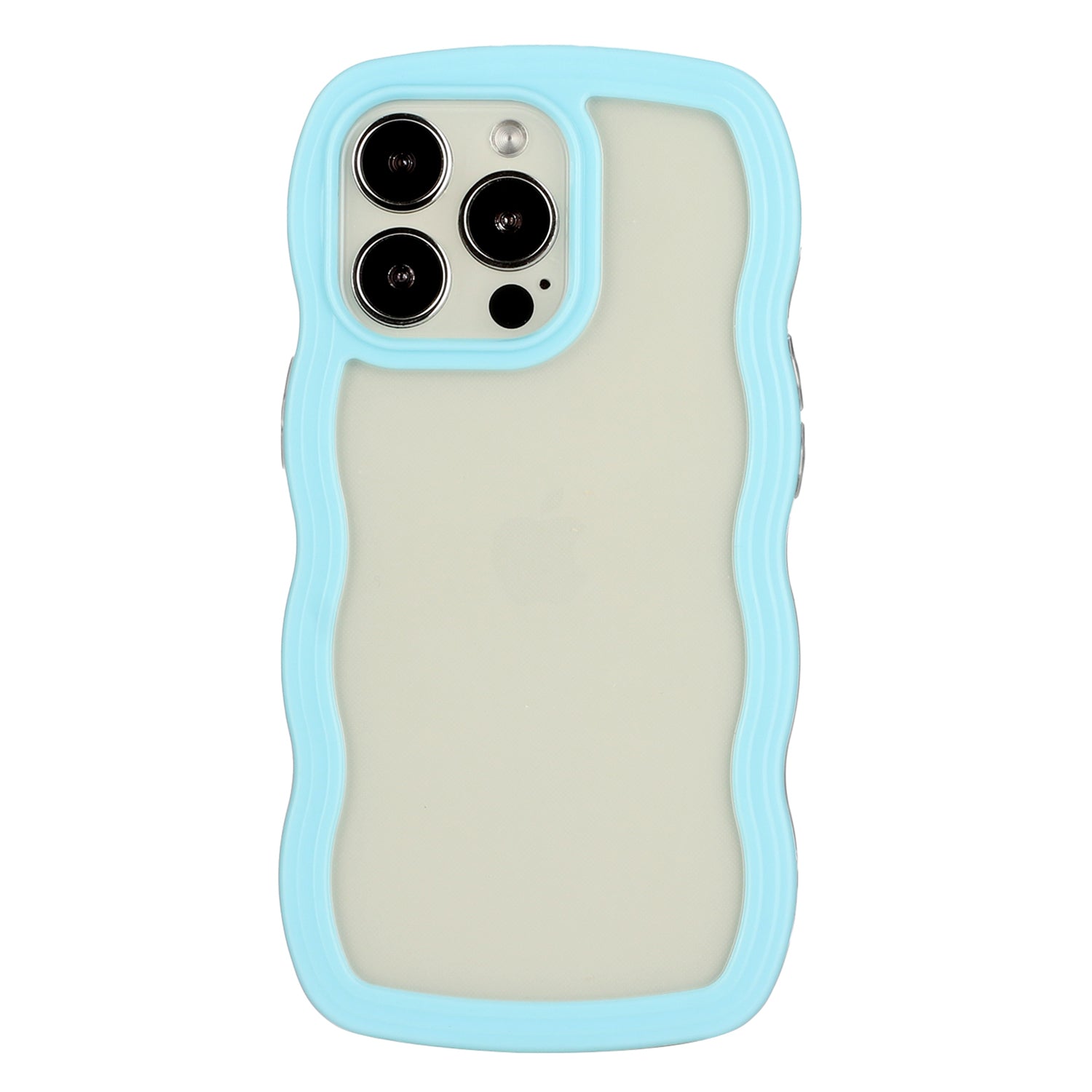 Transparent Phone Case for iPhone 15 Pro Max , Wave Edge PC + TPU Detachable Color Frame Phone Shell Cover - Blue