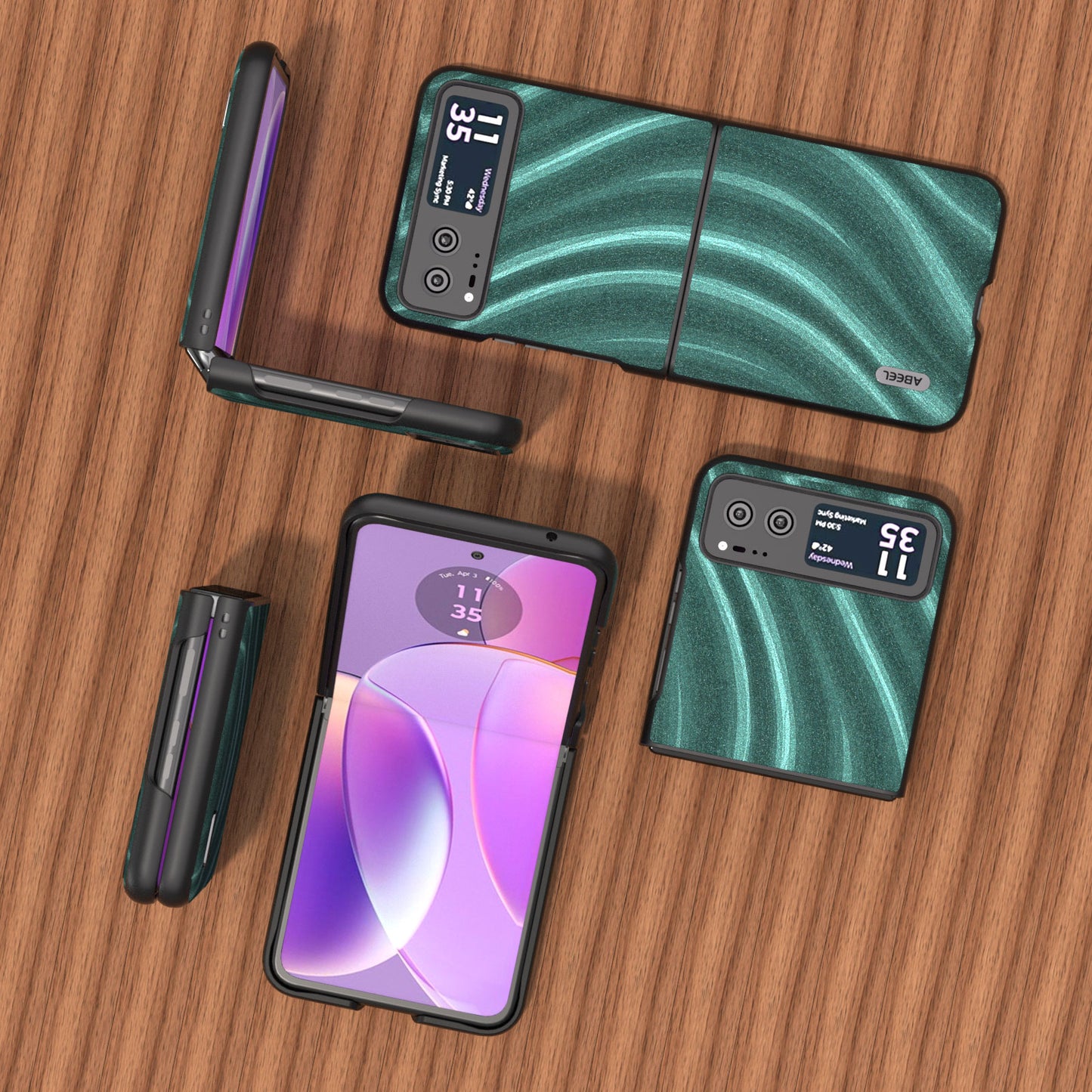 Uniqkart Milky Way Series for Motorola Razr 40 5G Protective Phone Case PU Leather Coated PC Cover - Green