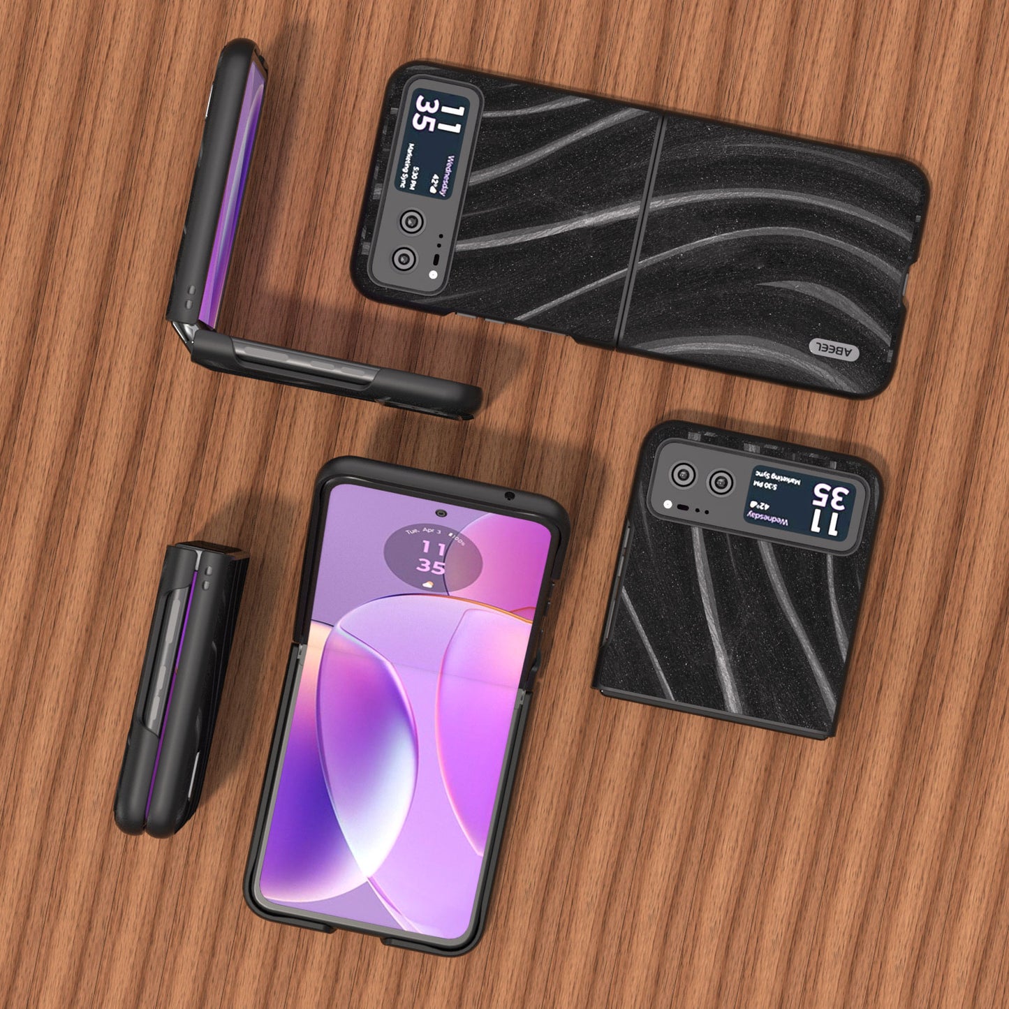Uniqkart Milky Way Series for Motorola Razr 40 5G Protective Phone Case PU Leather Coated PC Cover - Black