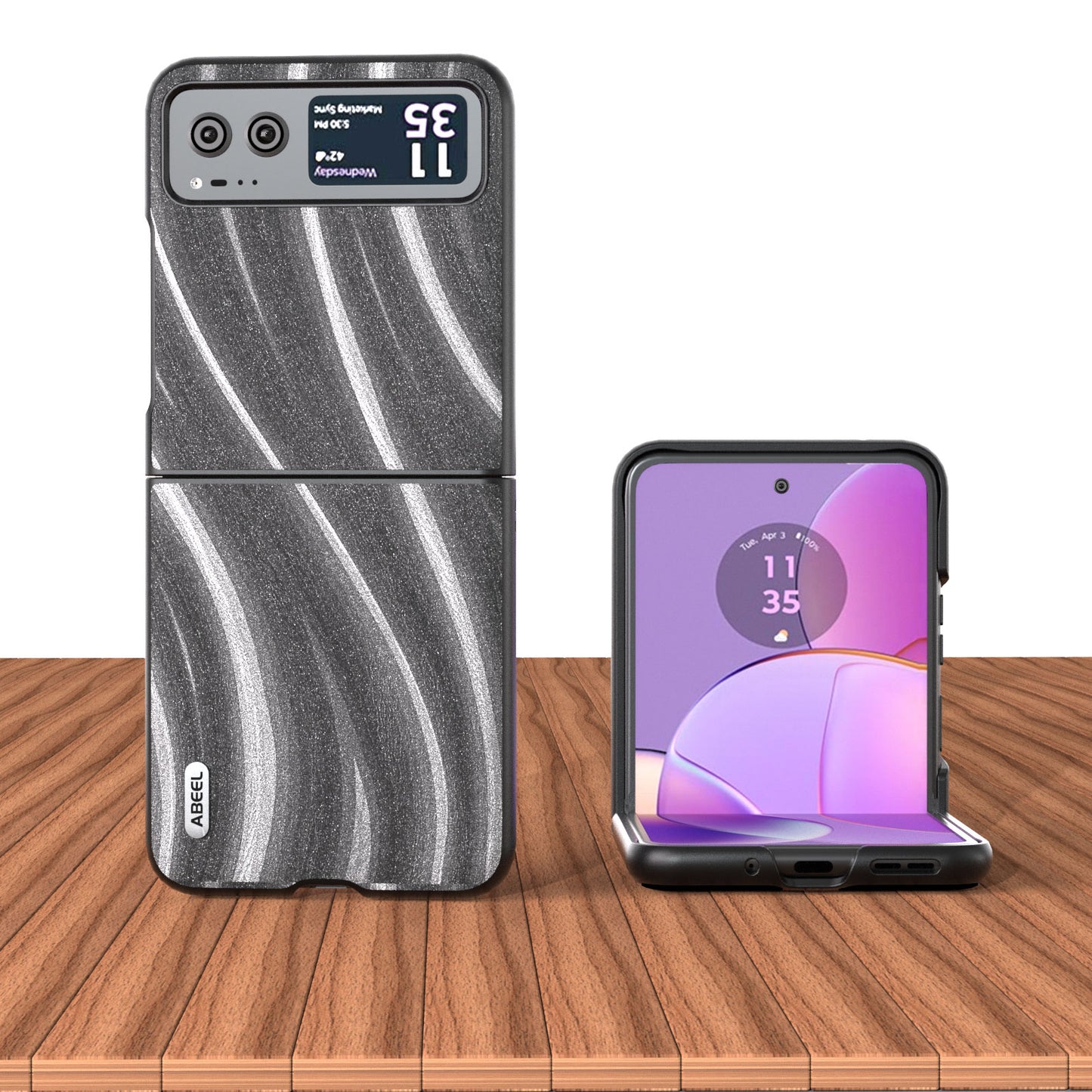 Uniqkart Milky Way Series for Motorola Razr 40 5G Protective Phone Case PU Leather Coated PC Cover - Grey