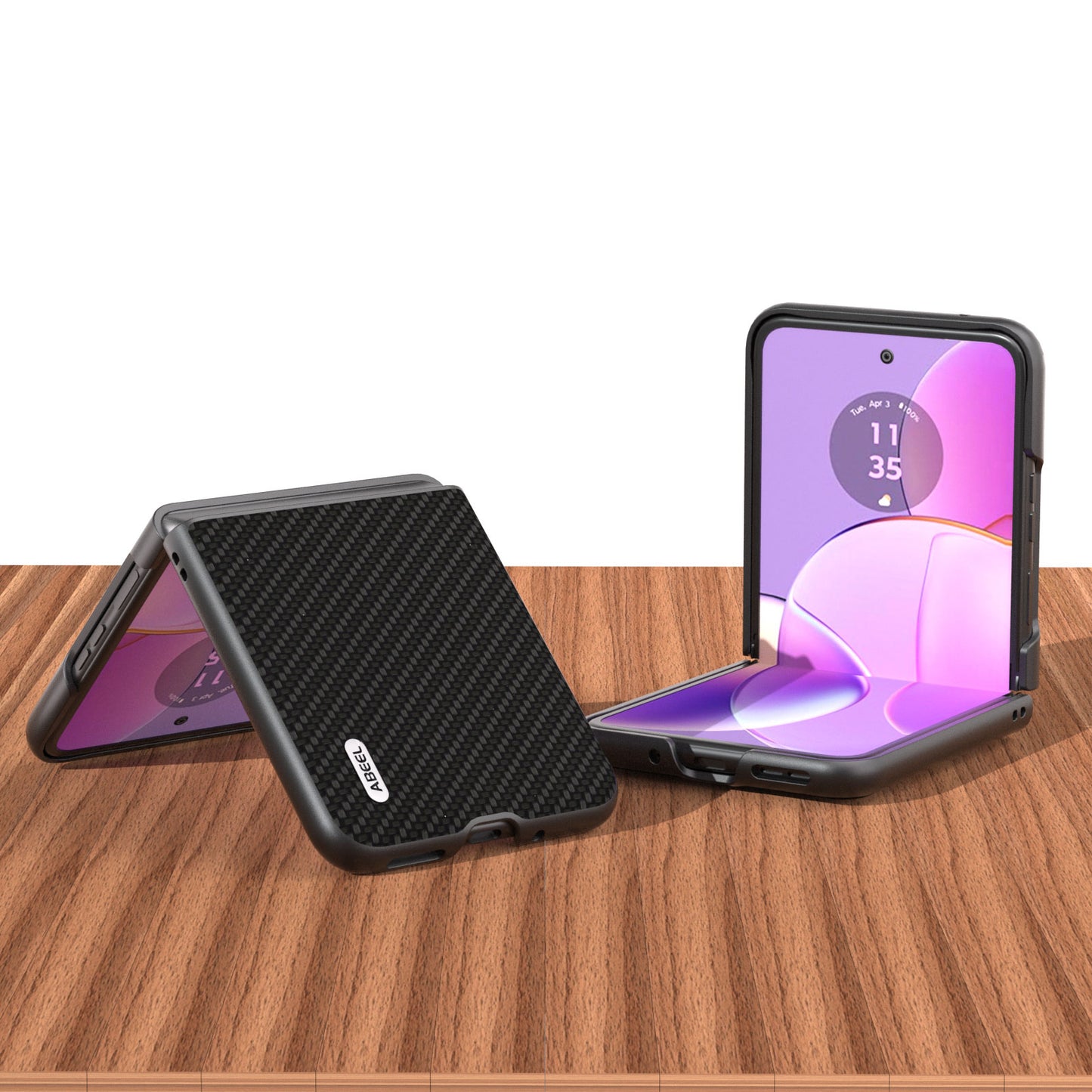 Uniqkart Phone Case for Motorola Razr 40 5G Carbon Fiber Texture PU Leather Coated PC Cover - Black