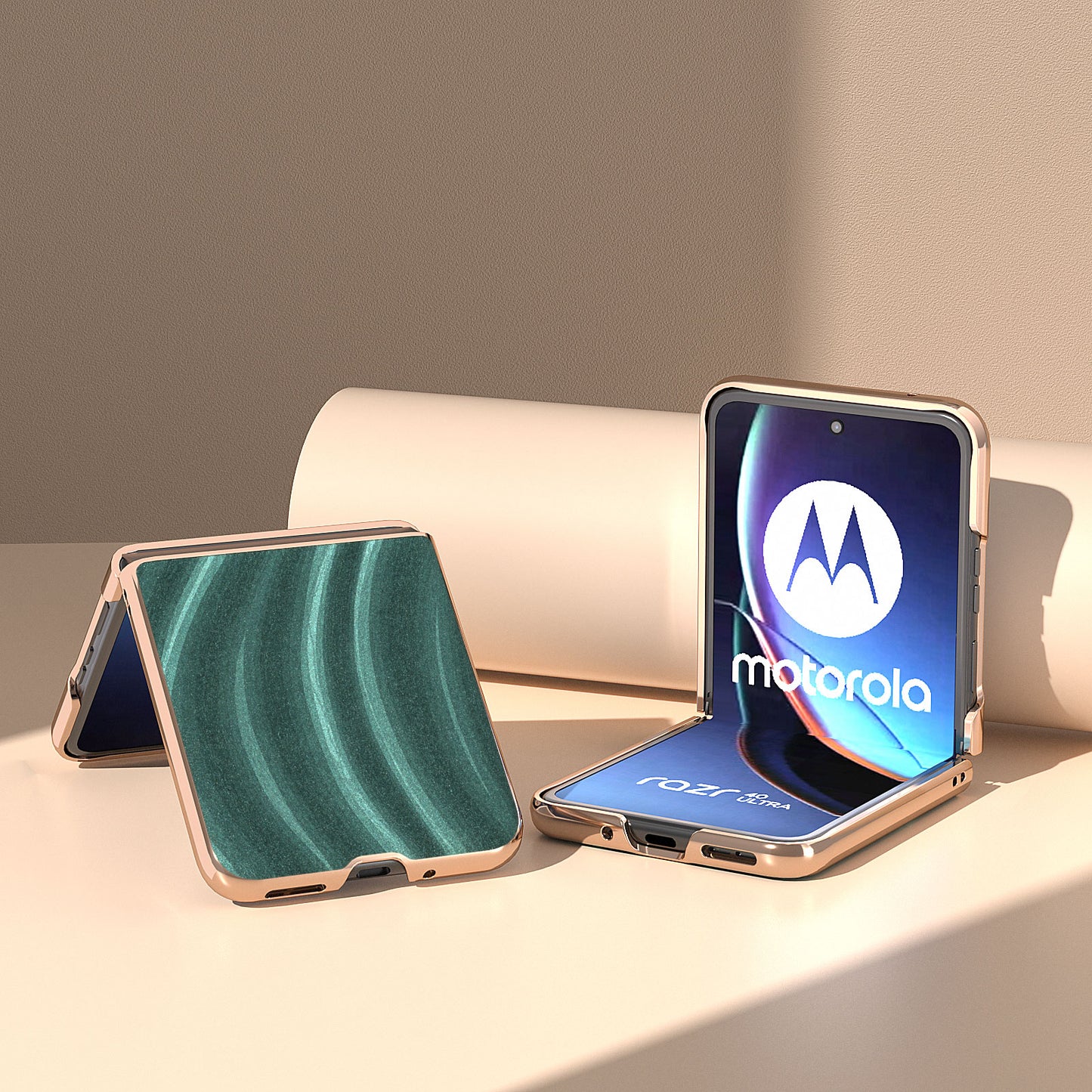 Milky Way Series for Motorola Razr 40 Ultra 5G Phone Case PU Leather + PC Nano Electroplating Cover - Green