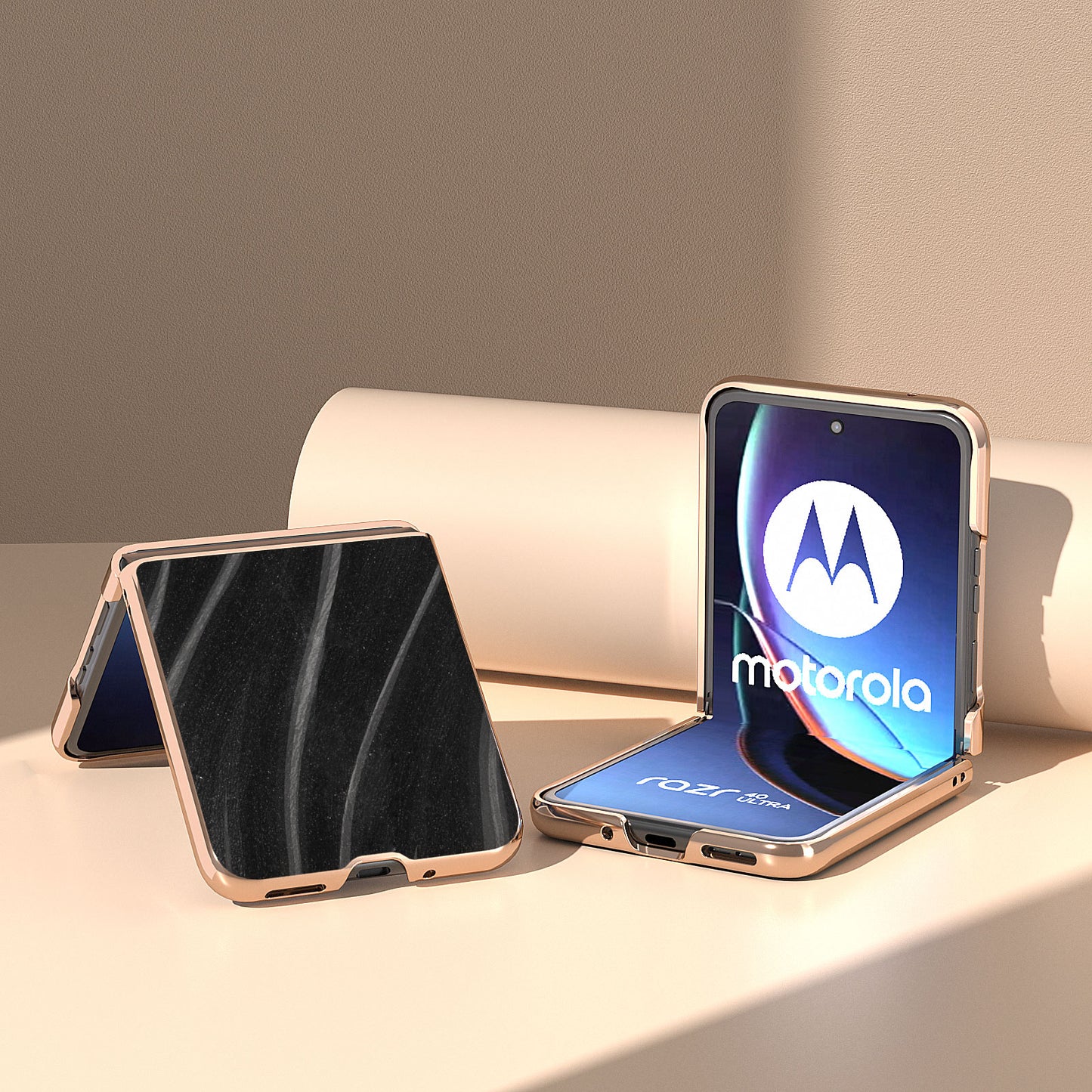 Milky Way Series for Motorola Razr 40 Ultra 5G Phone Case PU Leather + PC Nano Electroplating Cover - Black