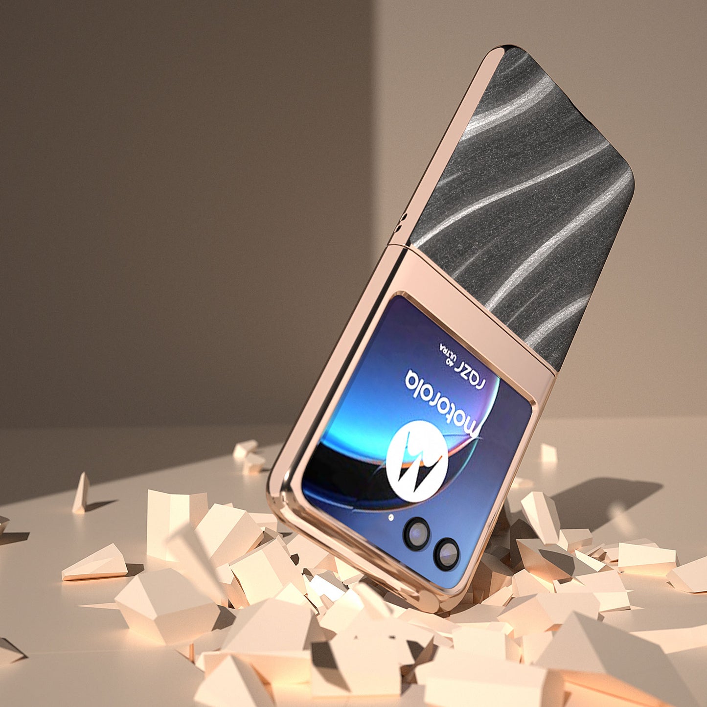 Milky Way Series for Motorola Razr 40 Ultra 5G Phone Case PU Leather + PC Nano Electroplating Cover - Grey