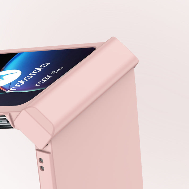 Uniqkart for Motorola Razr 40 Ultra 5G Phone Case Hinge Design PC Cover with Tempered Glass Rear Screen Protector - White