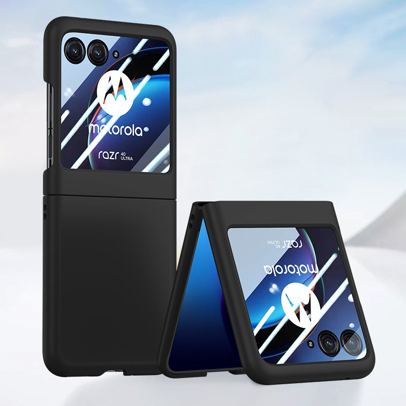 for Motorola Razr 40 Ultra 5G Phone Case Skin-touch PC Cover with Tempered Glass Rear Screen Protector - Black