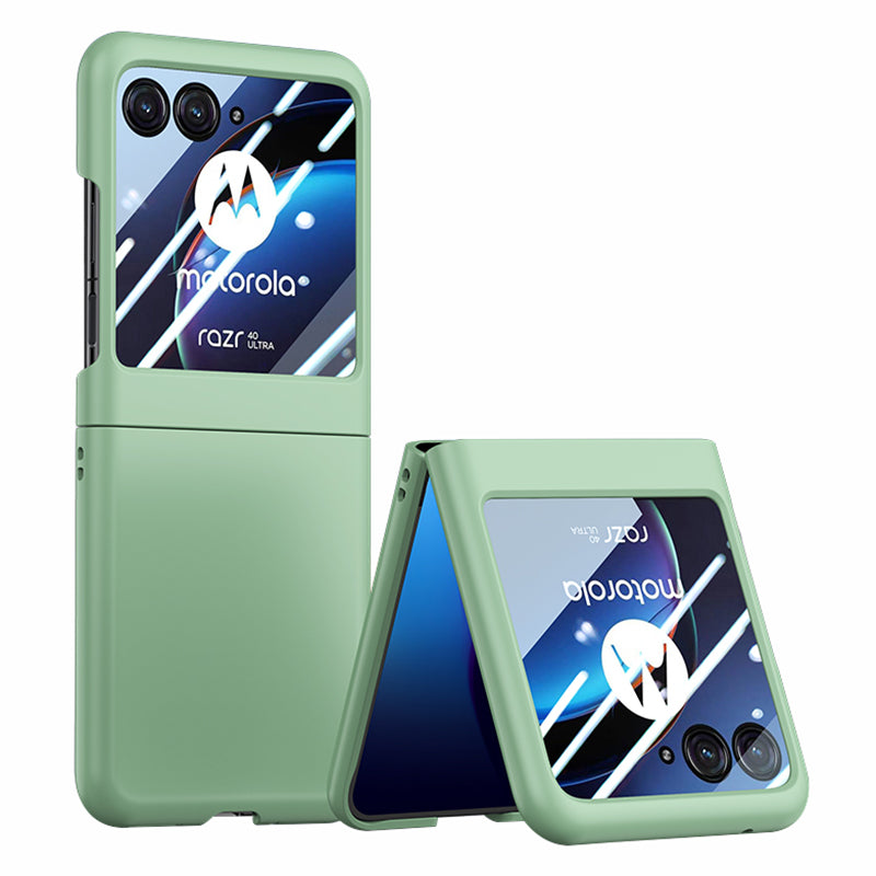 for Motorola Razr 40 Ultra 5G Phone Case Skin-touch PC Cover with Tempered Glass Rear Screen Protector - Light Green