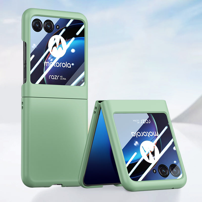 for Motorola Razr 40 Ultra 5G Phone Case Skin-touch PC Cover with Tempered Glass Rear Screen Protector - Light Green