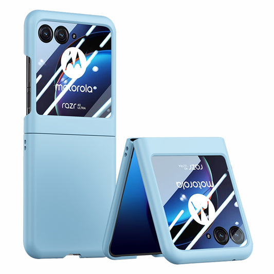 for Motorola Razr 40 Ultra 5G Phone Case Skin-touch PC Cover with Tempered Glass Rear Screen Protector - Baby Blue