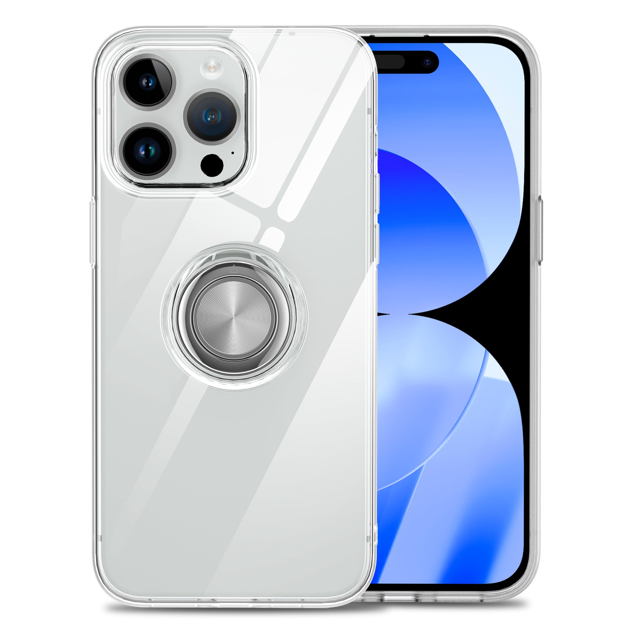Transparent Soft TPU Case for iPhone 15 Plus Anti-Scratch Shockproof Cell Phone Cover with Kickstand