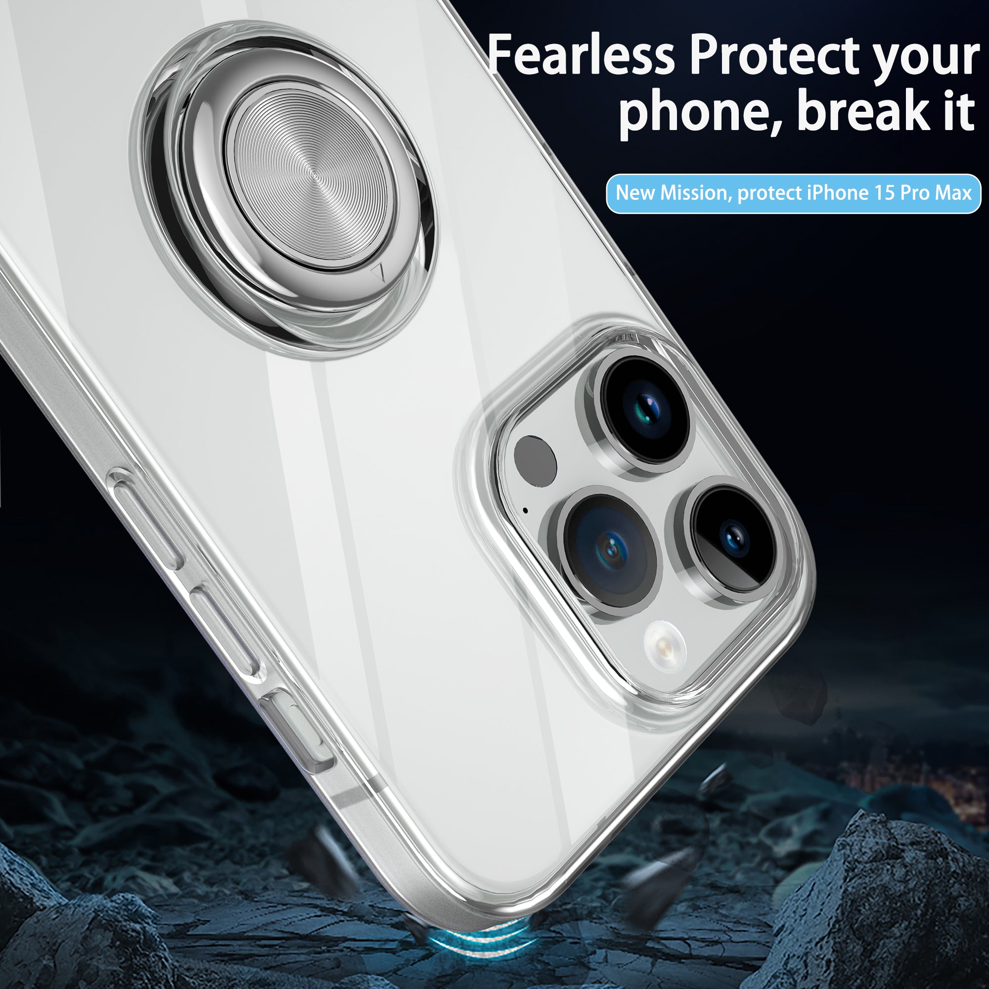 Transparent Soft TPU Case for iPhone 15 Plus Anti-Scratch Shockproof Cell Phone Cover with Kickstand