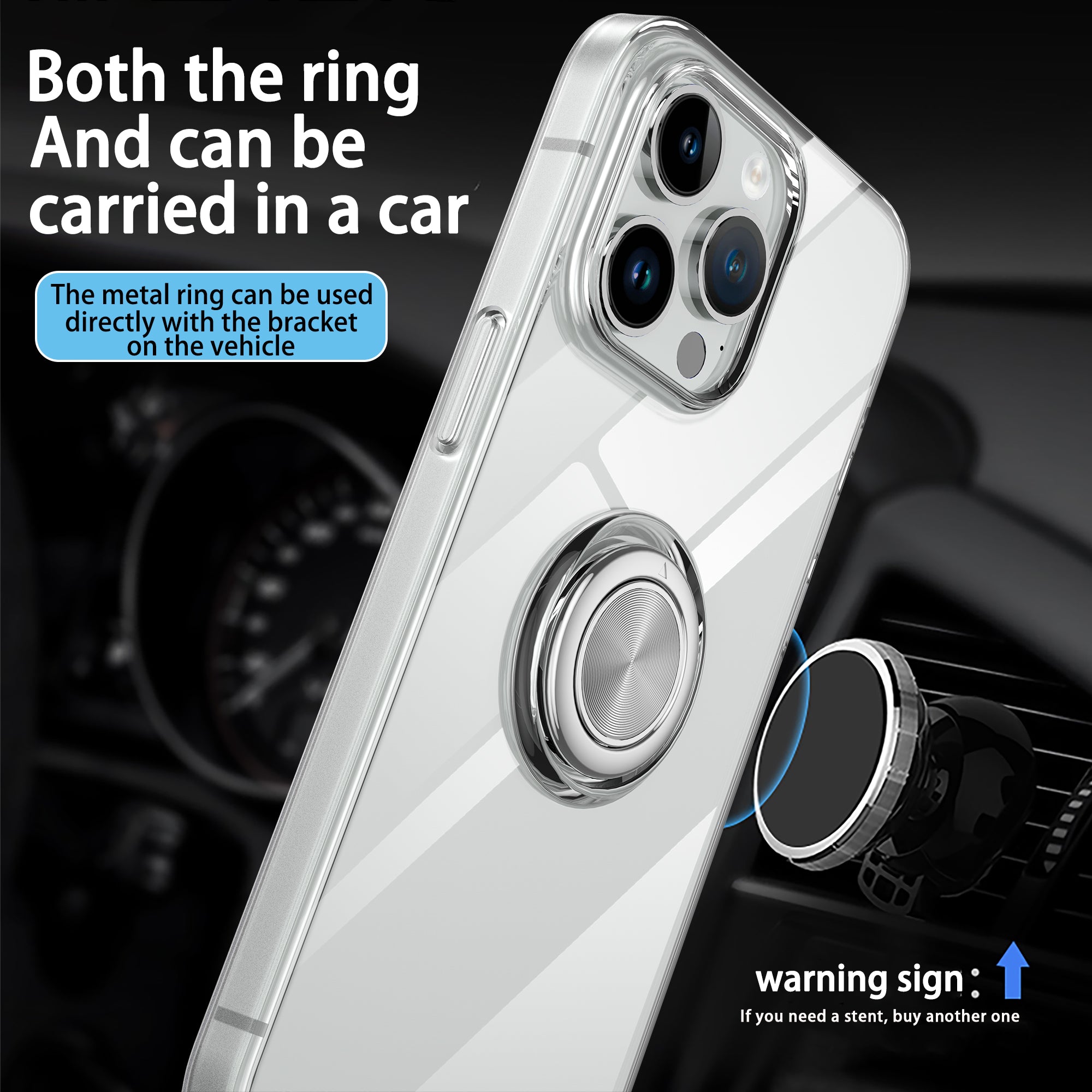 Transparent Soft TPU Case for iPhone 15 Plus Anti-Scratch Shockproof Cell Phone Cover with Kickstand