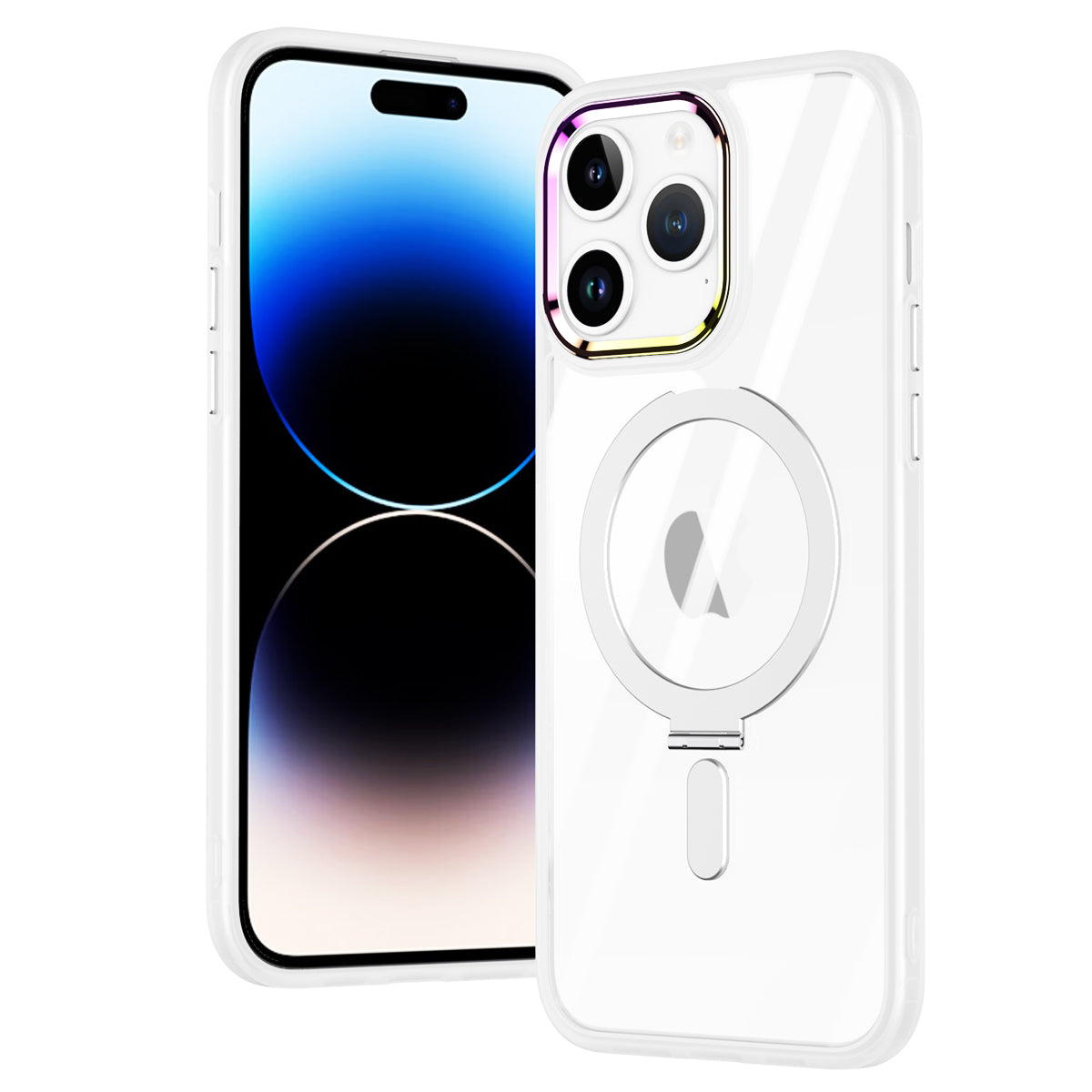 TPU+Acrylic Hybrid Shell for iPhone 15 Pro Max Clear Phone Case Compatible with MagSafe Kickstand Cover - Transparent