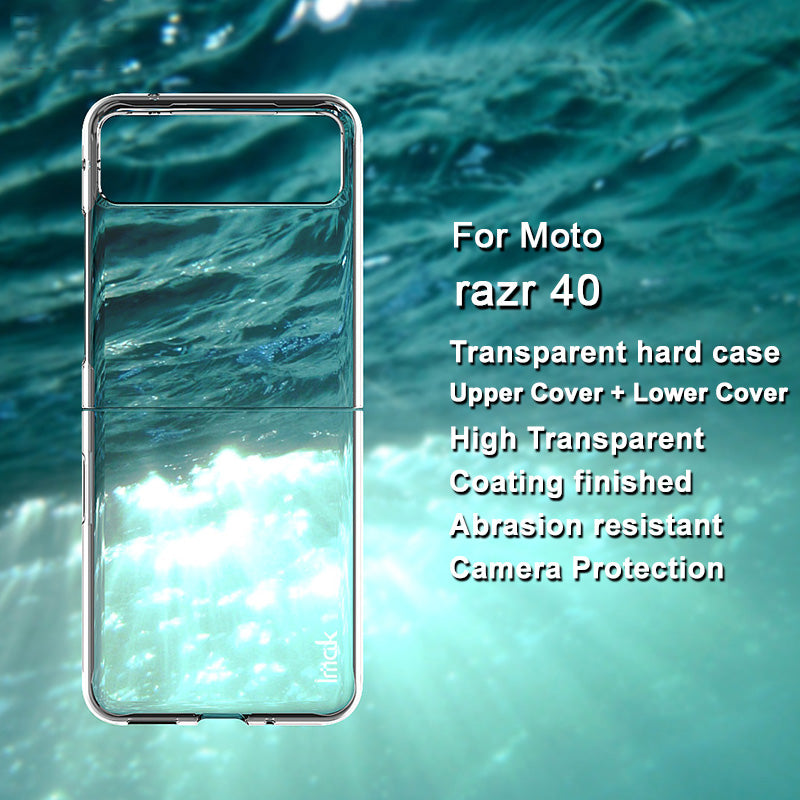 Uniqkart Crystal Case II Pro for Motorola Razr 40 5G Clear PC Phone Case Two-Piece Design Shockproof Cover (Upper Cover+Lower Cover)
