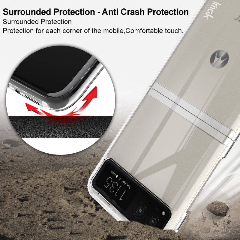 Uniqkart Crystal Case II Pro for Motorola Razr 40 5G Clear PC Phone Case Two-Piece Design Shockproof Cover (Upper Cover+Lower Cover)