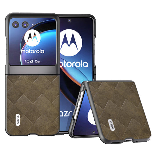 Uniqkart for Motorola Razr 40 Ultra 5G PU Leather + PC Protective Case Grid Texture Phone Cover - Green