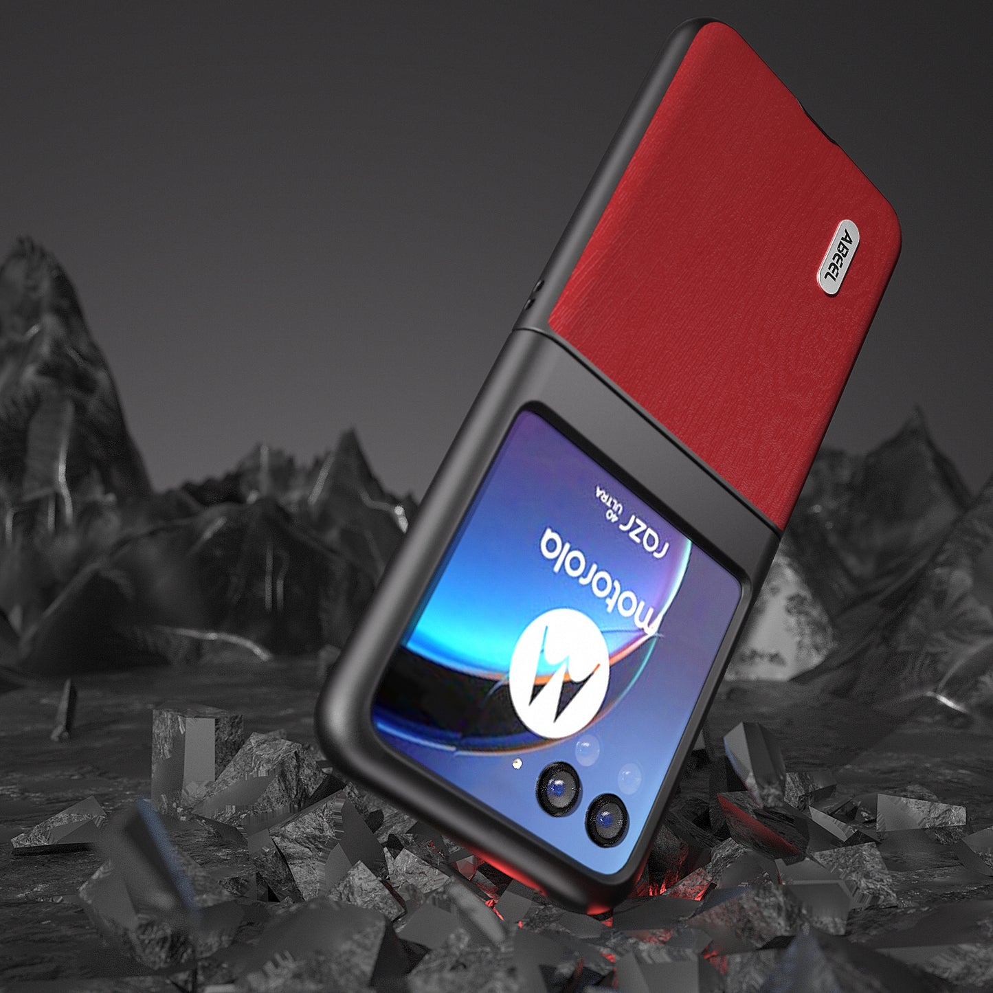 Uniqkart For Motorola Razr 40 Ultra 5G Wood Texture Phone Case PU Leather Coated PC Cover - Red