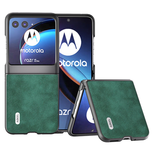 Uniqkart For Motorola Razr 40 Ultra 5G Textured Phone Case Shockproof PU Leather Coated PC Back Cover - Green