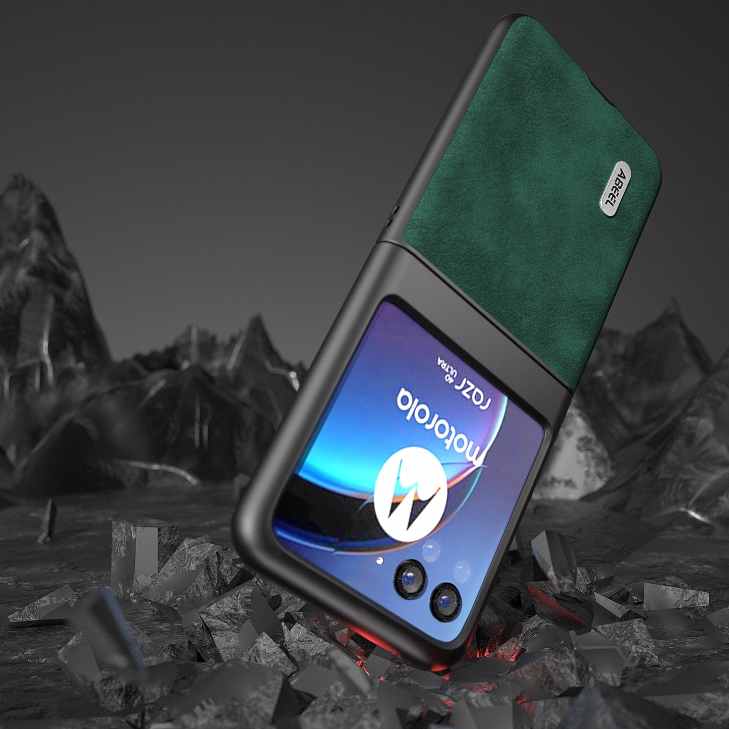Uniqkart For Motorola Razr 40 Ultra 5G Textured Phone Case Shockproof PU Leather Coated PC Back Cover - Green