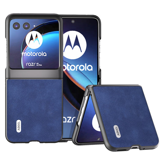 Uniqkart For Motorola Razr 40 Ultra 5G Textured Phone Case Shockproof PU Leather Coated PC Back Cover - Blue