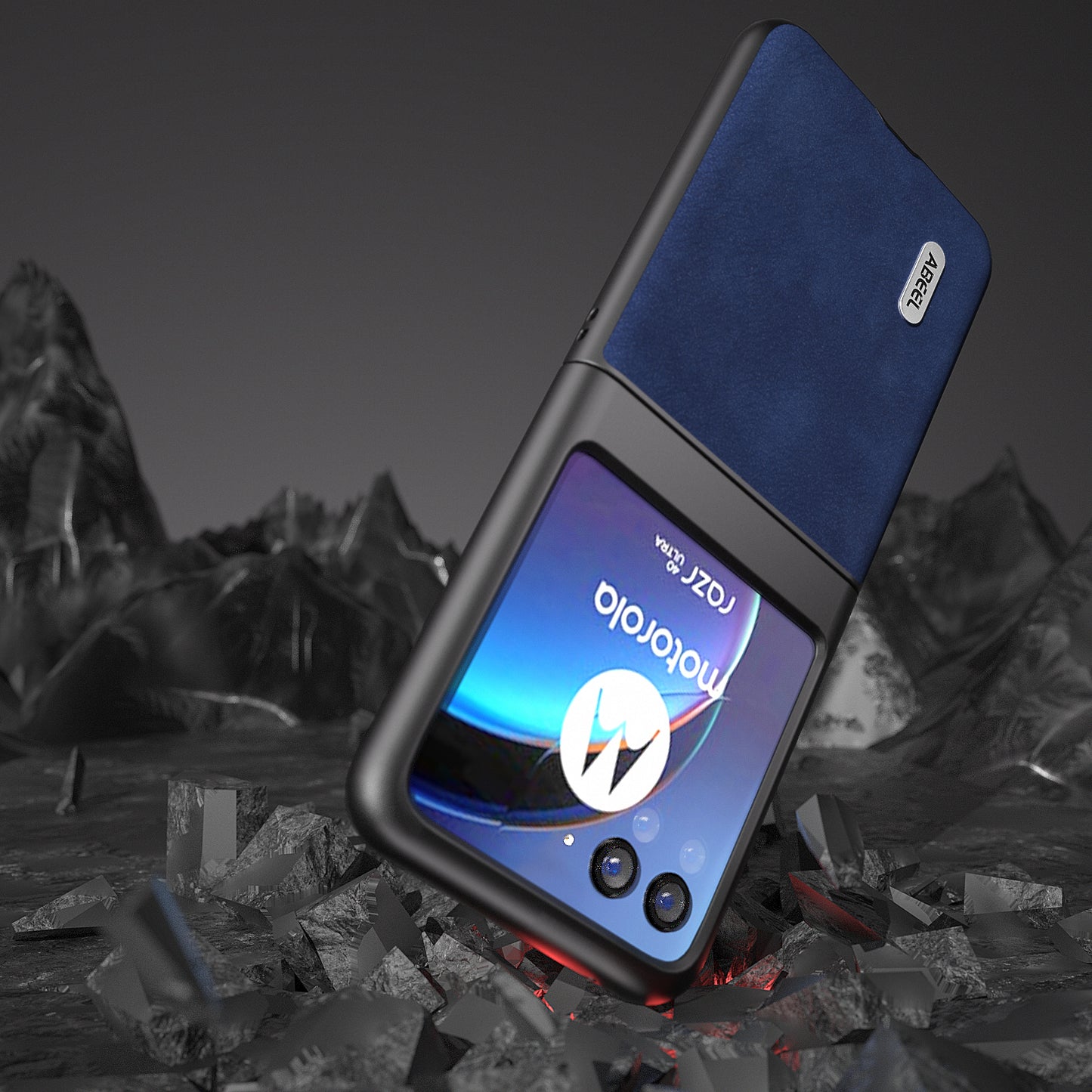 Uniqkart For Motorola Razr 40 Ultra 5G Textured Phone Case Shockproof PU Leather Coated PC Back Cover - Blue