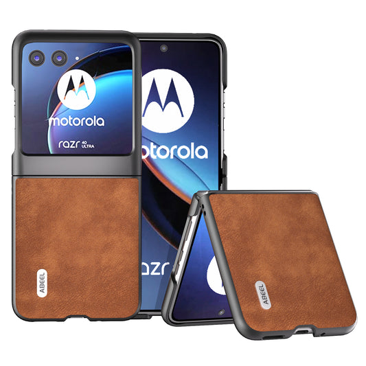 Uniqkart For Motorola Razr 40 Ultra 5G Textured Phone Case Shockproof PU Leather Coated PC Back Cover - Brown