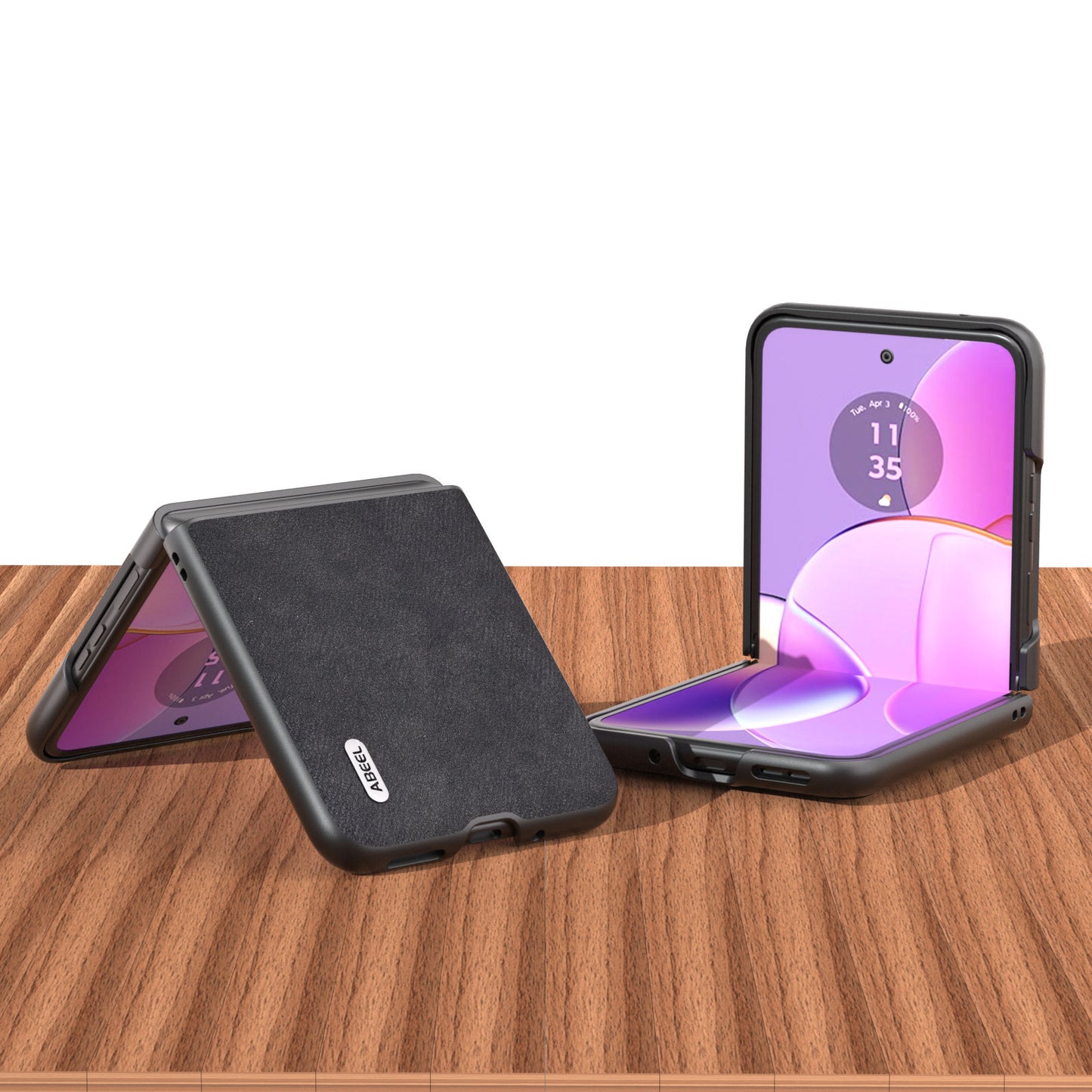 Uniqkart For Motorola Razr 40 5G Textured PU Leather + Hard PC Shell Ultra Thin Phone Case Cover - Black
