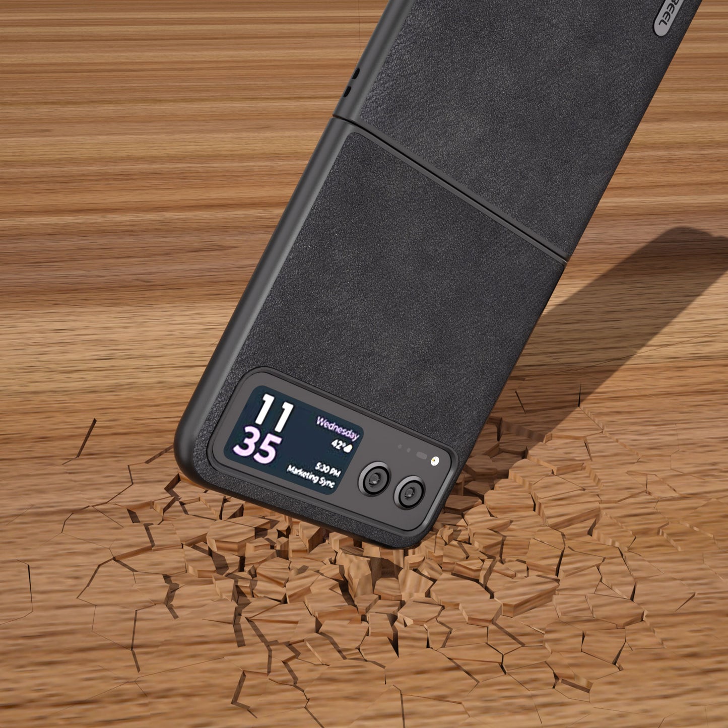 Uniqkart For Motorola Razr 40 5G Textured PU Leather + Hard PC Shell Ultra Thin Phone Case Cover - Black
