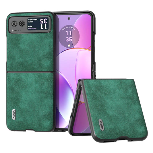 Uniqkart For Motorola Razr 40 5G Textured PU Leather + Hard PC Shell Ultra Thin Phone Case Cover - Green