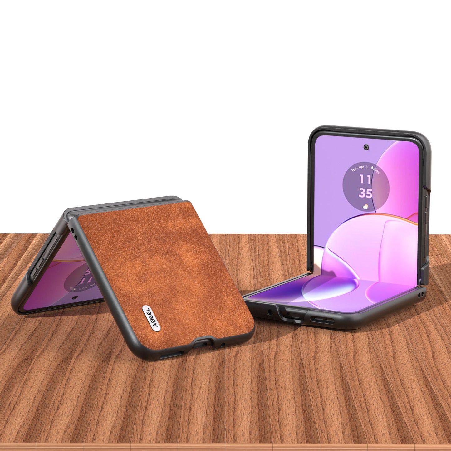 Uniqkart For Motorola Razr 40 5G Textured PU Leather + Hard PC Shell Ultra Thin Phone Case Cover - Brown