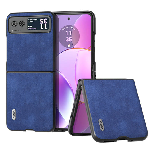 Uniqkart For Motorola Razr 40 5G Textured PU Leather + Hard PC Shell Ultra Thin Phone Case Cover - Blue