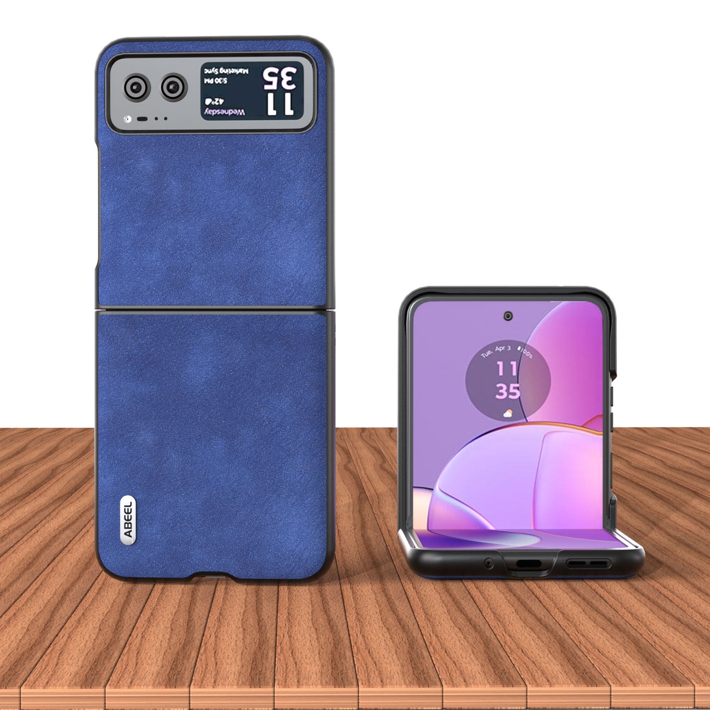 Uniqkart For Motorola Razr 40 5G Textured PU Leather + Hard PC Shell Ultra Thin Phone Case Cover - Blue