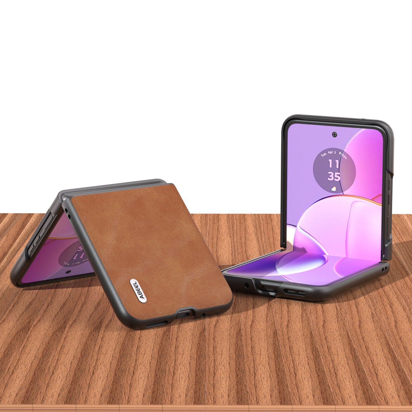 Uniqkart Folding Phone Case for Motorola Razr 40 5G PU Leather Coated PC Cowhide Texture Cover - Brown