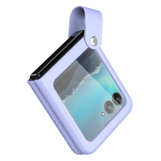 Uniqkart for Motorola Razr 40 Ultra 5G PU Leather + PC Phone Case Finger Strap Kickstand Cover - Purple
