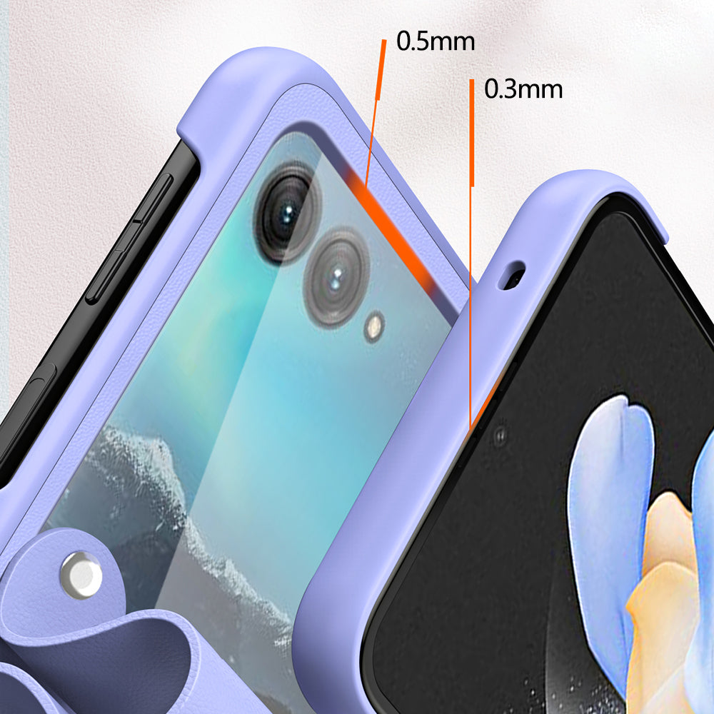 Uniqkart for Motorola Razr 40 Ultra 5G PU Leather + PC Phone Case Finger Strap Kickstand Cover - Purple