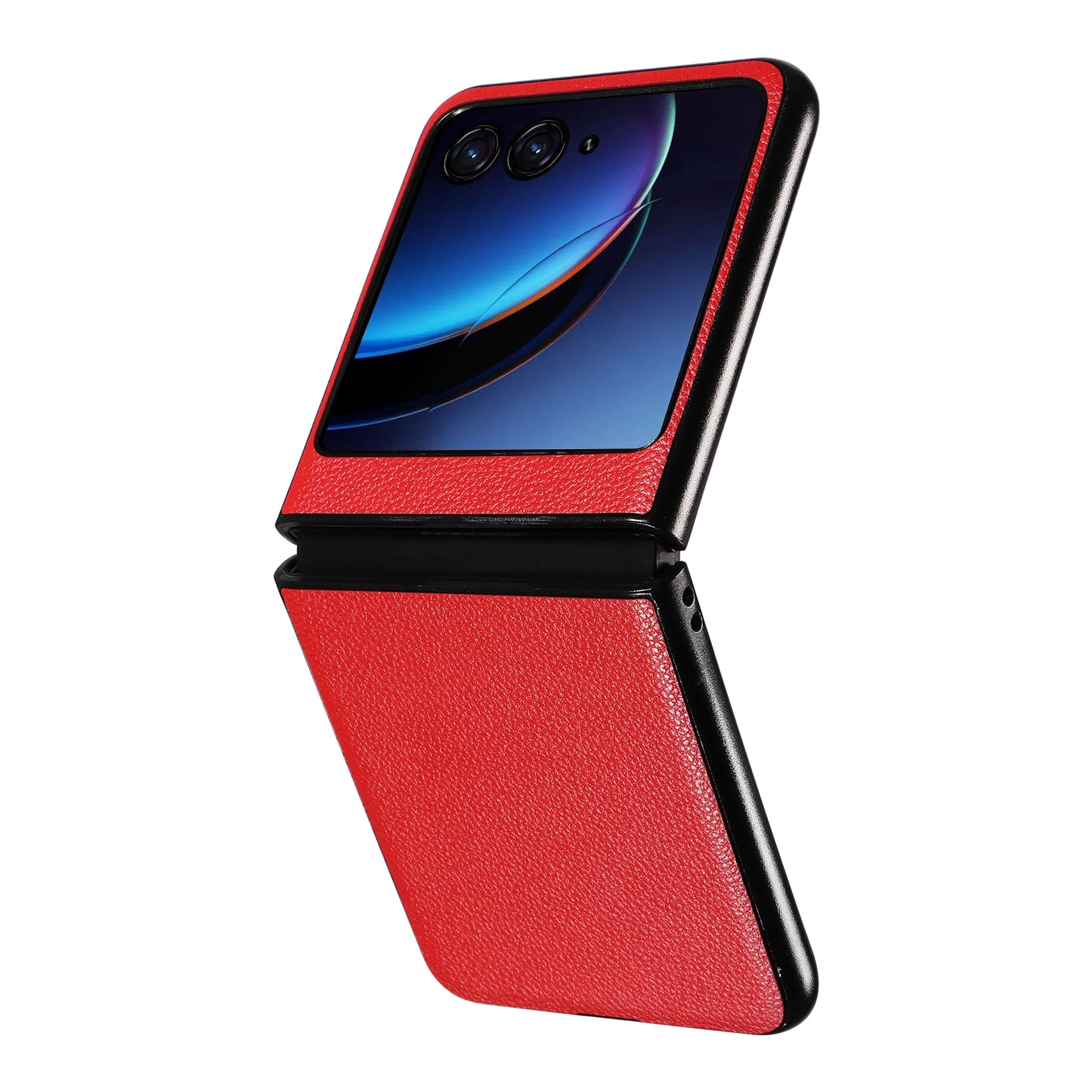 Uniqkart for Motorola Razr 40 Ultra 5G Litchi Texture Phone Case Shockproof Slim PU+PC Cover - Red