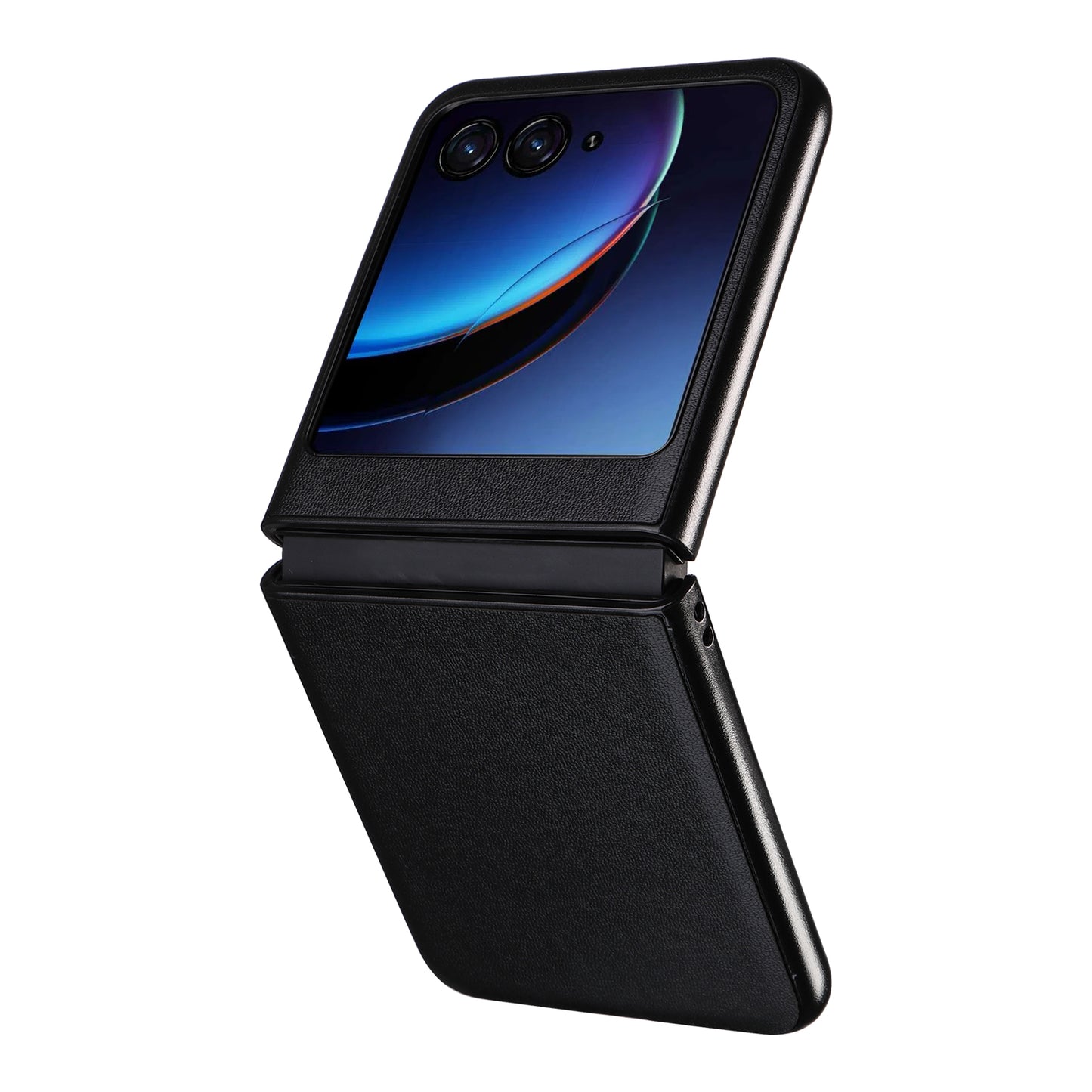 Uniqkart for Motorola Razr 40 Ultra 5G Drop-Proof Phone Cover Shockproof Slim PU+PC Phone Case - Black